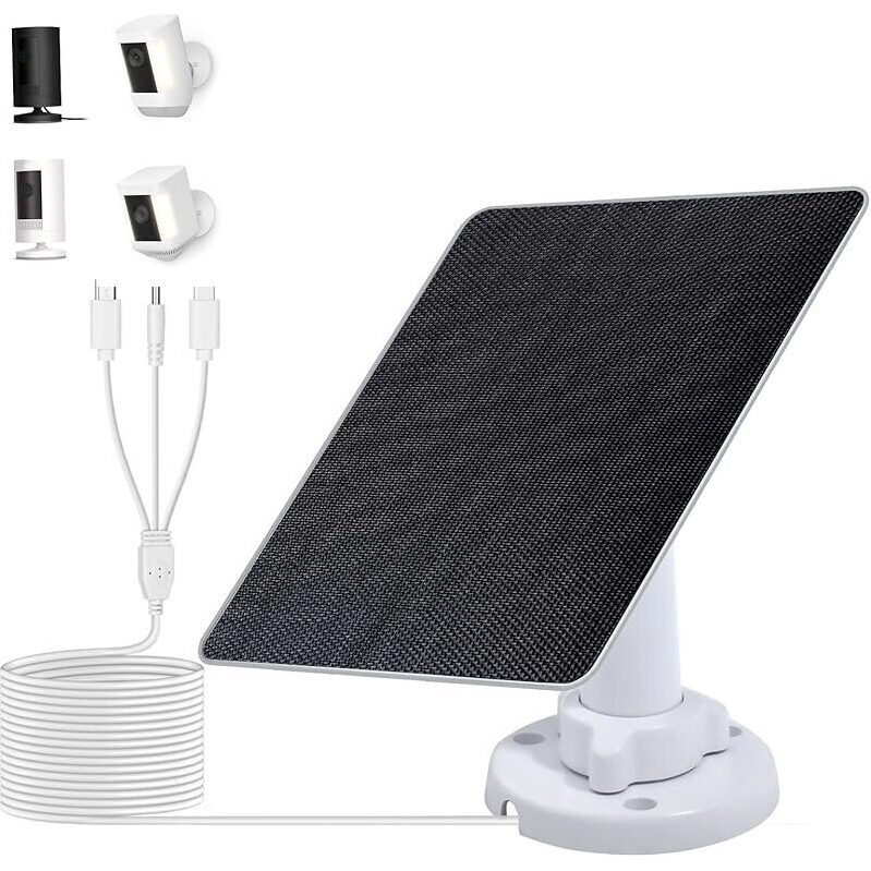 5V Solar Panel for Ring Camera - 9.8ft Cable - Eco-Friendly Charging