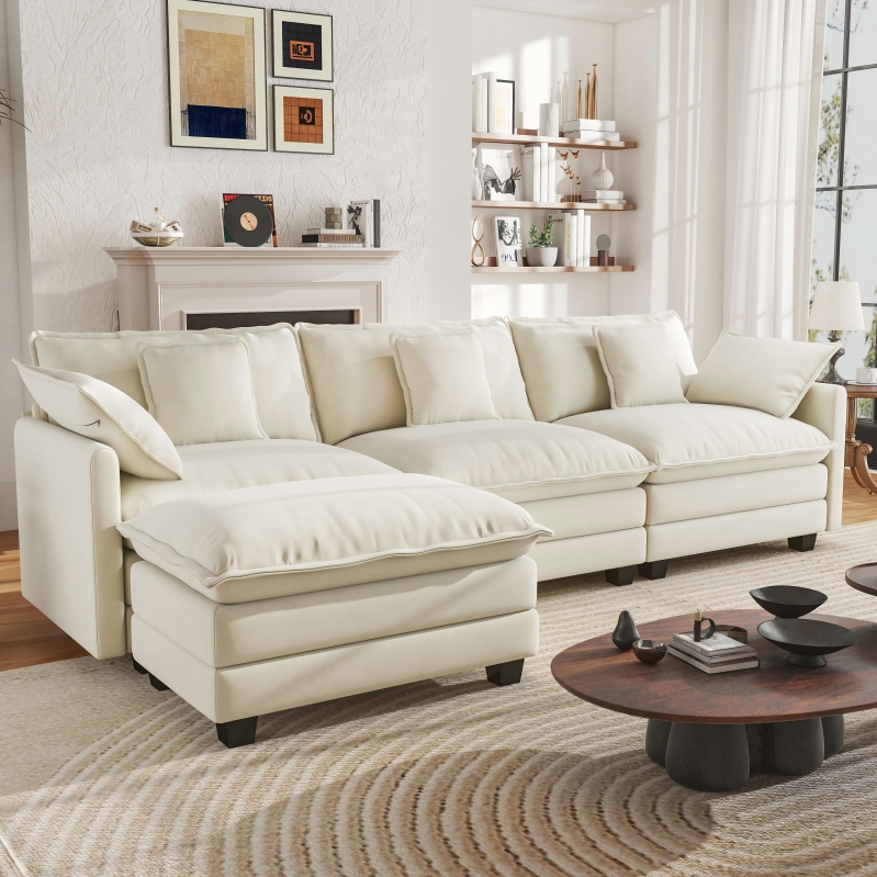 Elevate Your Living Room with the 111.5-in Modular Sectional Sofa with Ottoman