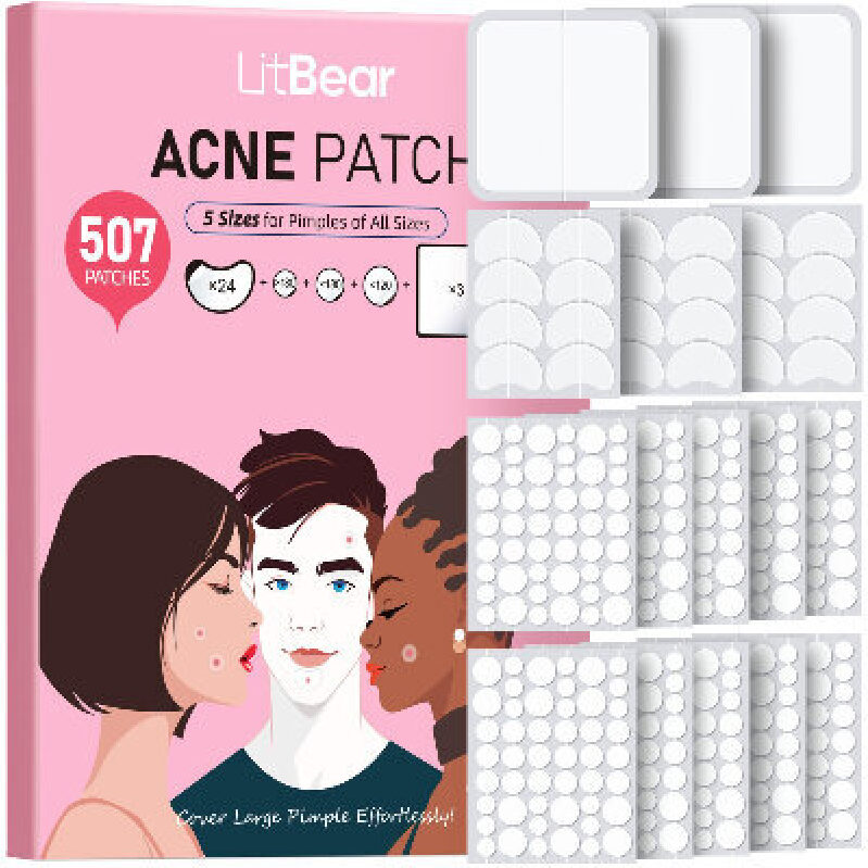 LitBear Acne Patch - 507 Pieces for All Sizes of Pimples