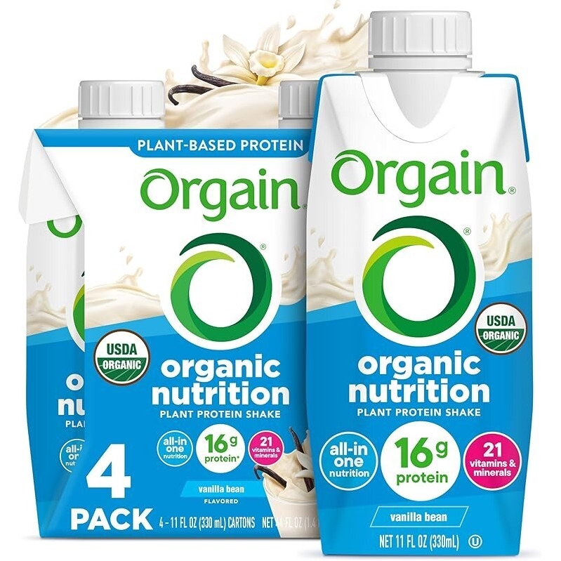 4-Pack Orgain Organic Nutritional Vegan Protein Shake 11oz