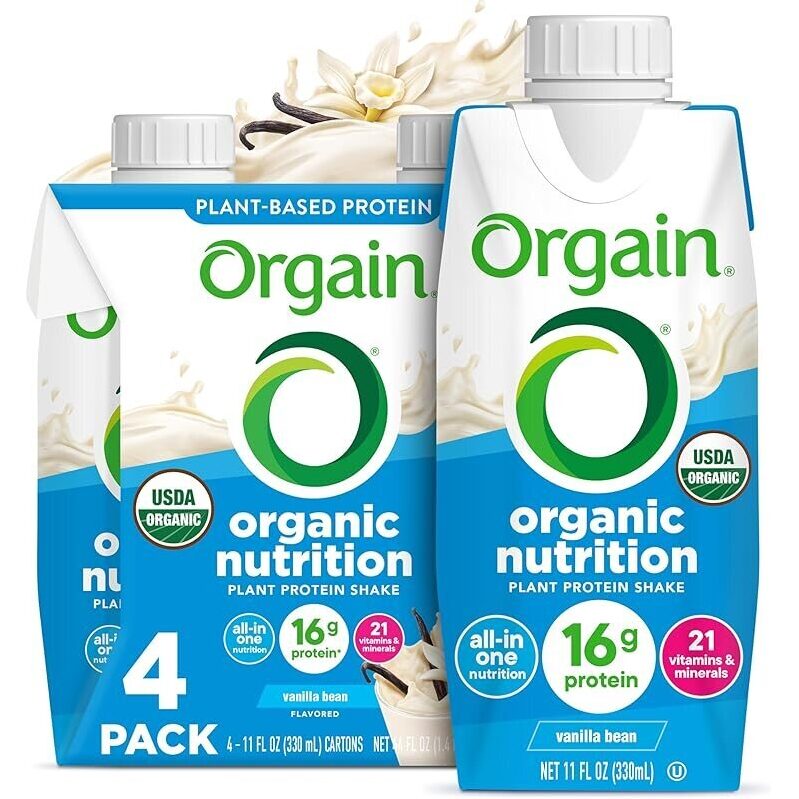4-Pack Orgain Organic Nutritional Vegan Protein Shake 11oz