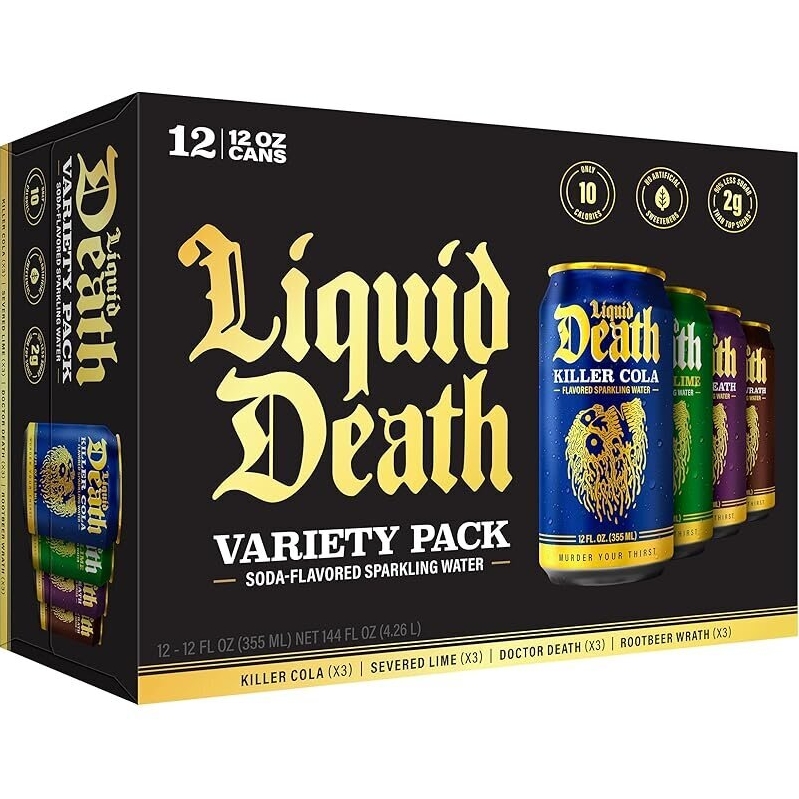 Liquid Death 12pk Soda-Flavored Sparkling Water Variety Pack - Refreshing and Healthy
