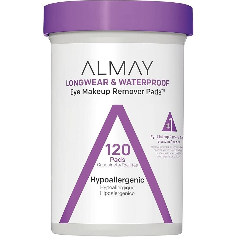 Almay Longwear & Waterproof Eye Makeup Remover Pads, 120 Count