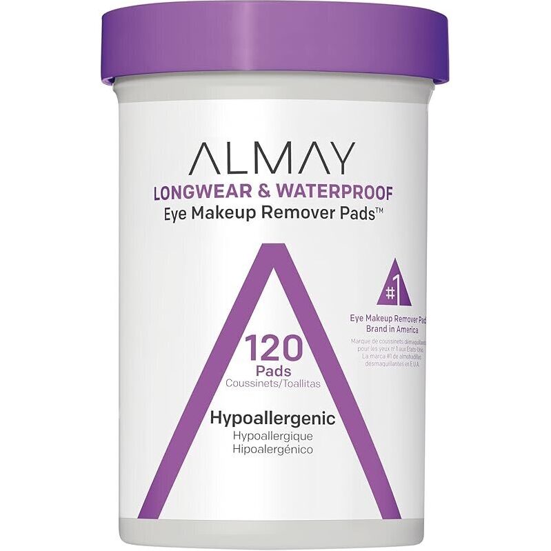 Almay Longwear & Waterproof Eye Makeup Remover Pads, 120 Count