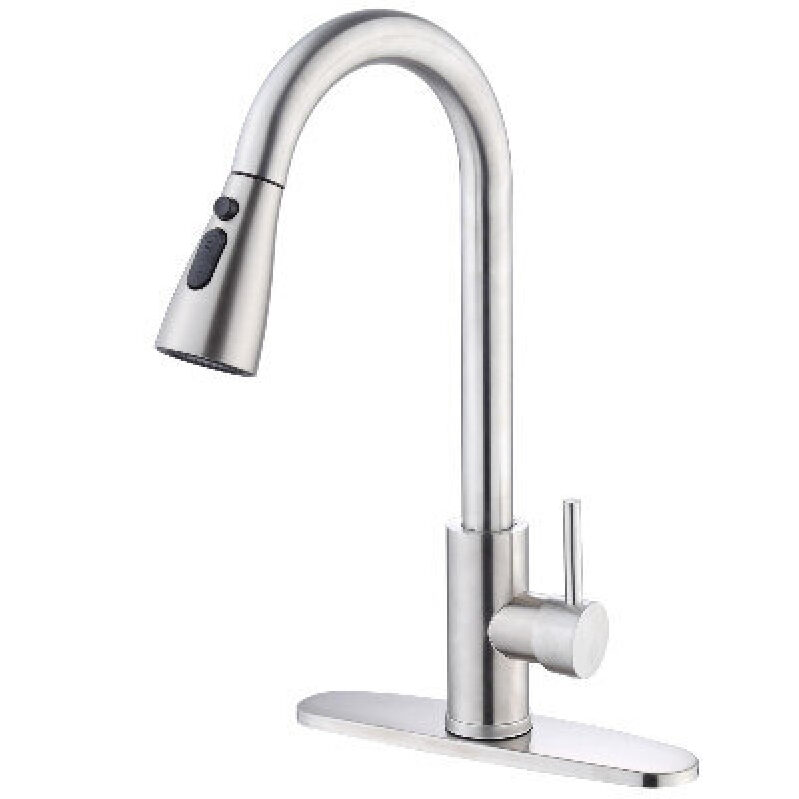 Sleek Stainless Steel Pull-Down Kitchen Faucet with High-Arc Sprayer