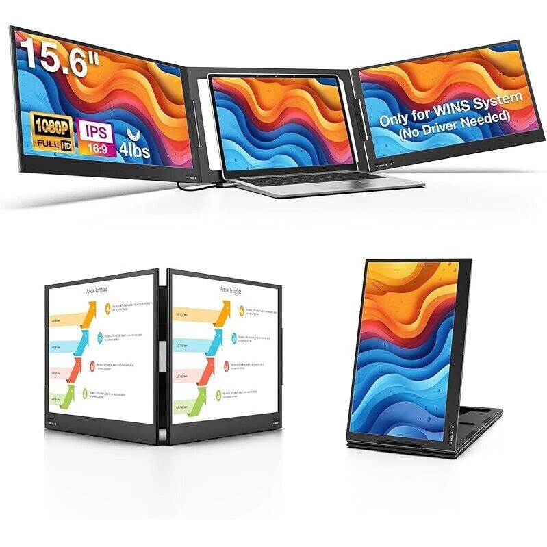 QQH Z80 15.6-in Dual Screen Laptop Monitor Extender - Expand Your Workspace
