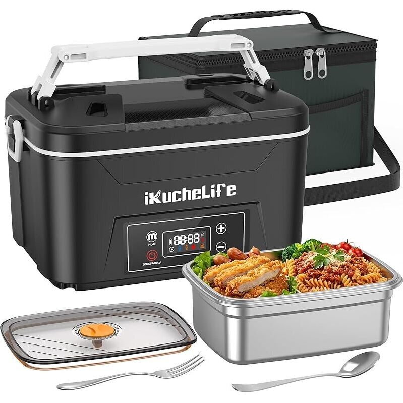 IkucheLife Cordless Electric Lunch Box - 1.2L 24000mAh, Scheduled Heating