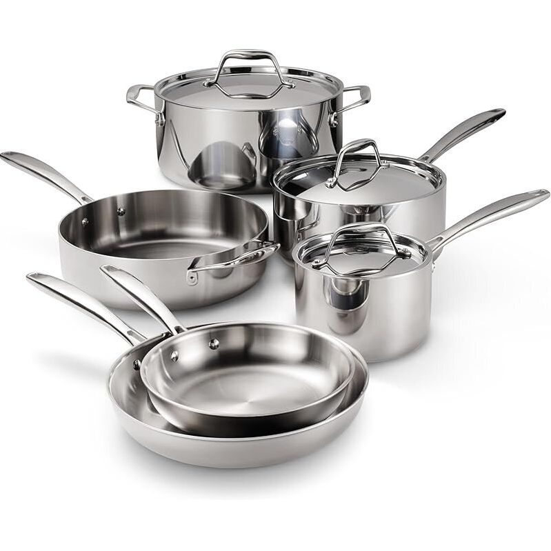 Tramontina Signature Tri-Ply Clad Stainless Steel 11-Piece Cookware Set - Professional Quality at Home