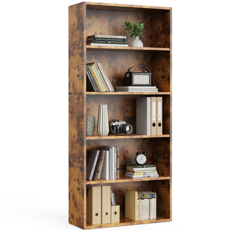 5-Tier Bookshelves with Adjustable Shelves - Perfect for Organizing Your Space