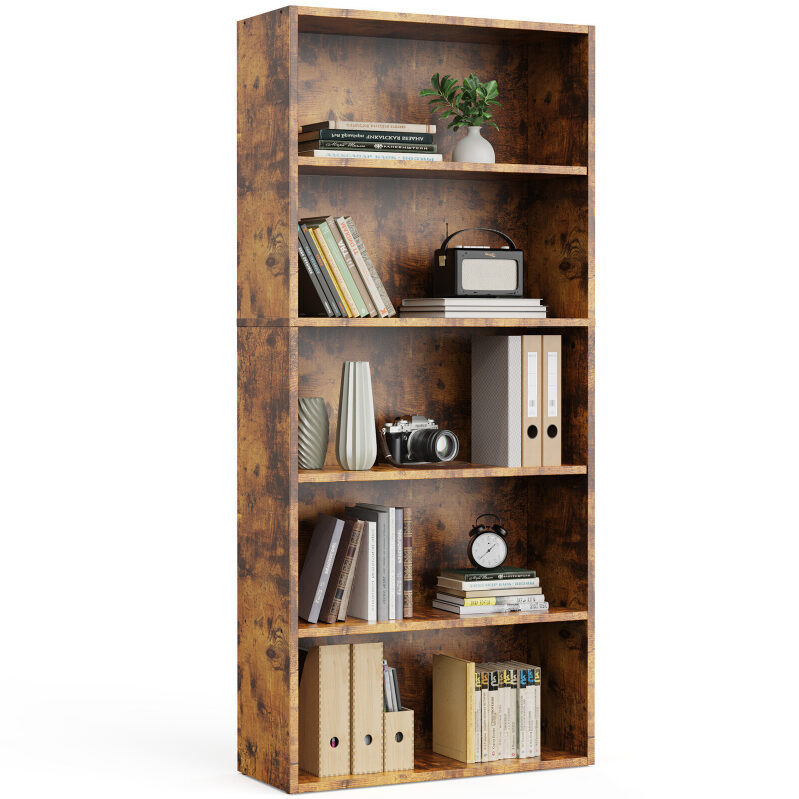 5-Tier Bookshelves with Adjustable Shelves - Perfect for Organizing Your Space