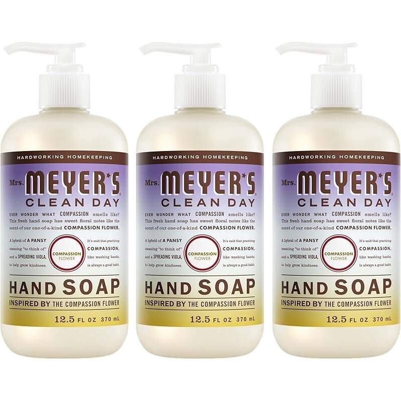 3pk Mrs. Meyer's Clean Day Hand Soap, Compassion Flower Scent 12.5oz