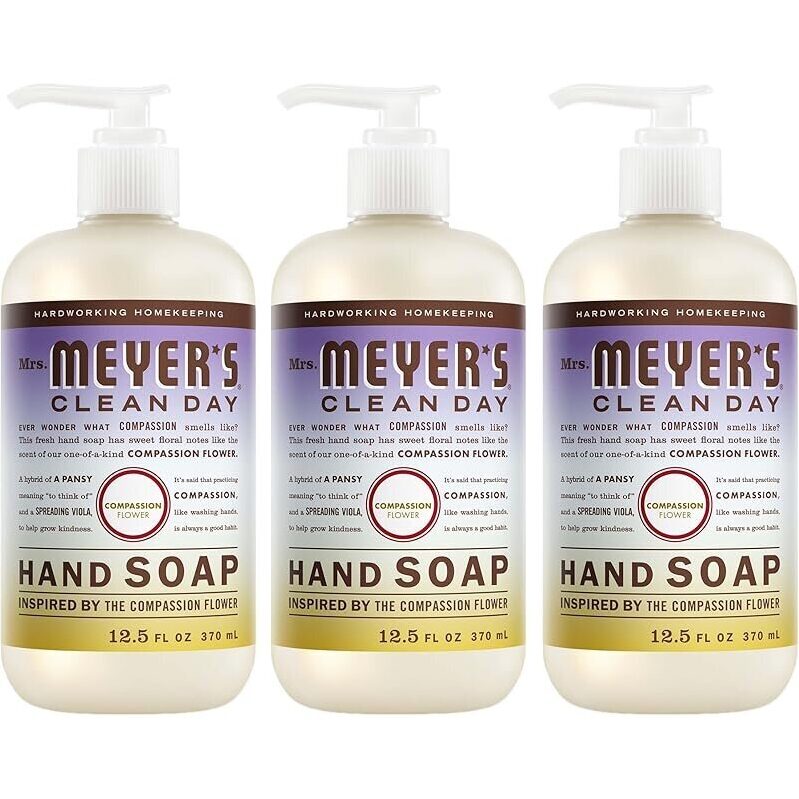 3pk Mrs. Meyer's Clean Day Hand Soap, Compassion Flower Scent 12.5oz