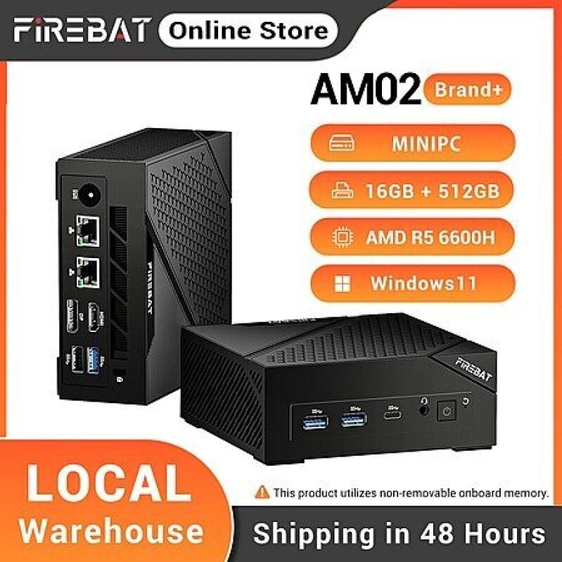 FIREBAT AM02 Mini PC with AMD Ryzen 5 6600H - Compact & Powerful