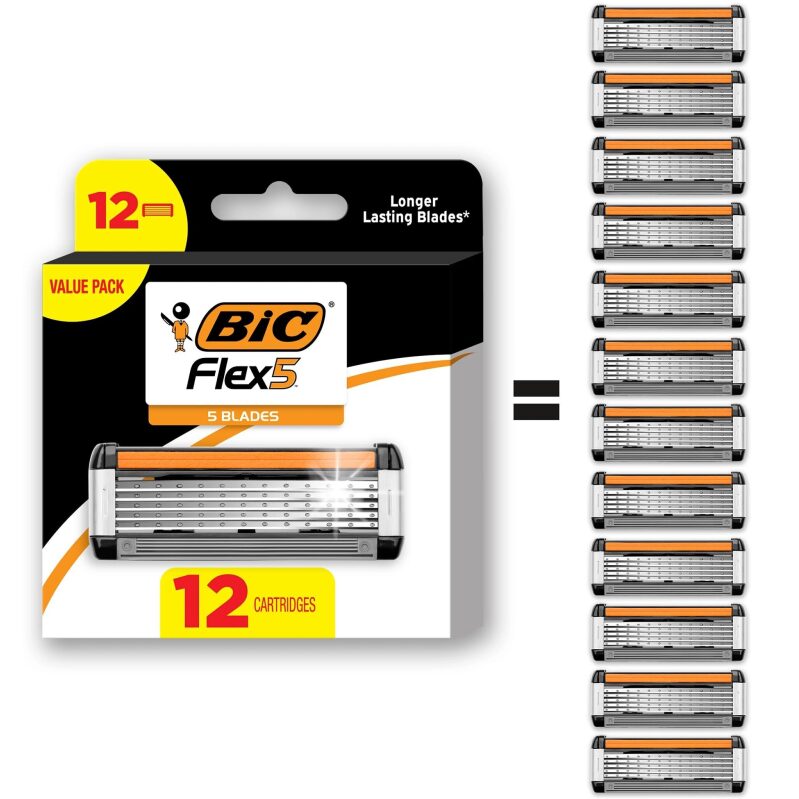 BIC Flex 5 Mens Long-Lasting 5 Blade Refillable Razors - Value Pack