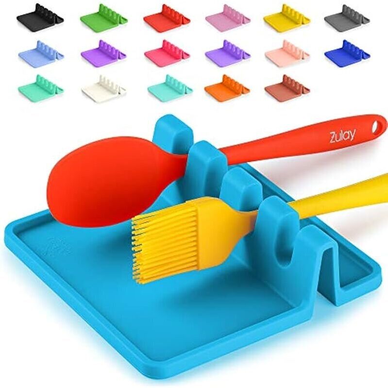 Zulay Kitchen Silicone Utensil Rest with Drip Pad - Multicolor