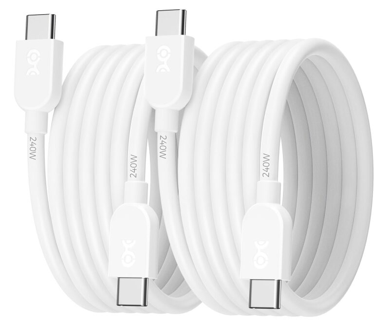 2pk Cable Matters Extreme Flexible 240W USB C Charging Cable 6ft - High-Speed Power Delivery