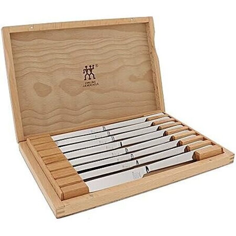 8-Piece Stainless Steel Steak Knife Set with Wooden Case - Great Deal