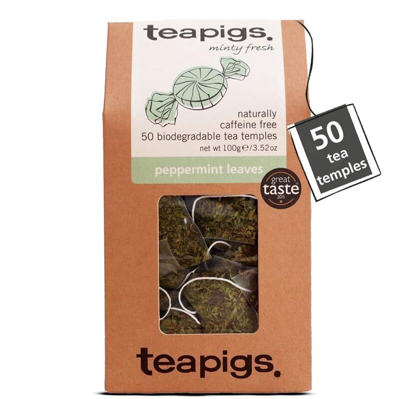 50-Count Peppermint Leaves Tea Bags - Natural, Caffeine-Free Tea