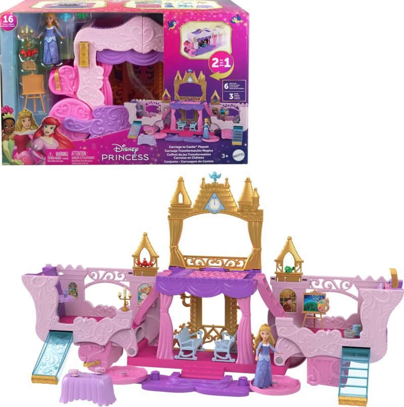 Mattel Disney Princess Carriage to Castle Transforming Playset - Magical Playtime Awaits!