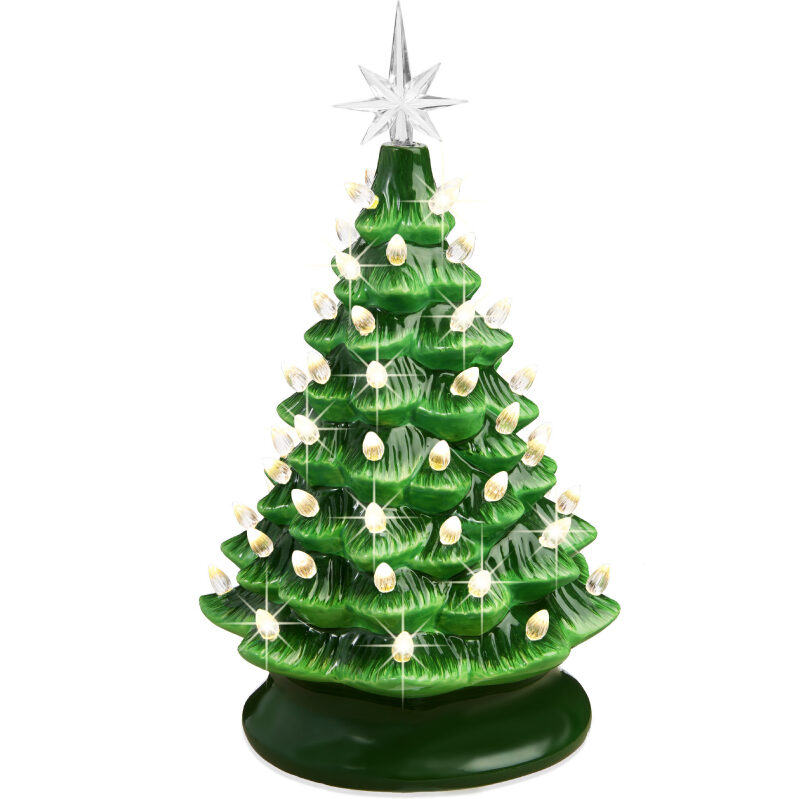 Best Choice Products 15in Ceramic Christmas Tree, Pre-lit Hand-Painted