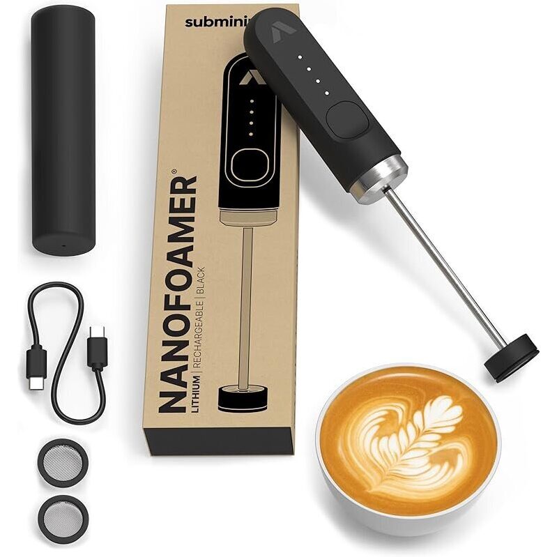 Submini NanoFoamer Lithium Milk Foamer: Handheld Cafe-Quality Milk Frothing