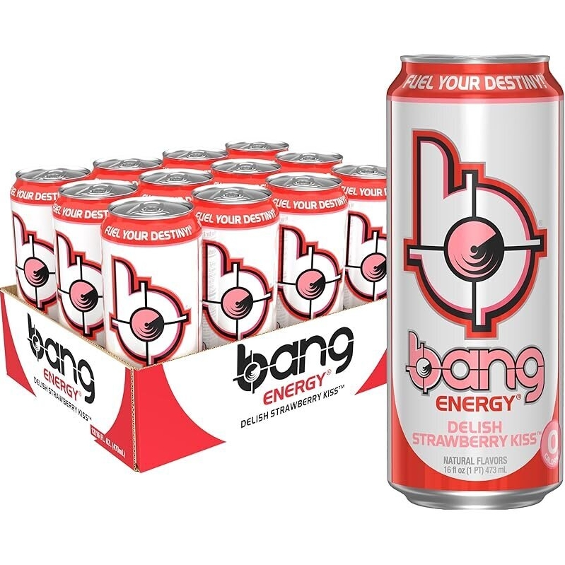 12pk Bang Energy Delish Strawberry Kiss Sugar-Free Energy Drink 16oz
