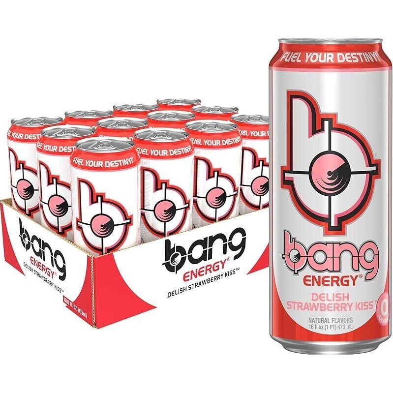 12pk Bang Energy Delish Strawberry Kiss Sugar-Free Energy Drink 16oz
