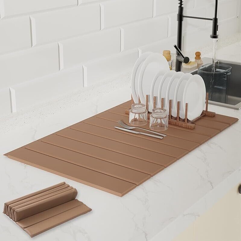 Ditother 24.8-inch x 15.7-inch Stone Dish Drying Mat - Efficient & Space-Saving Kitchen Accessory