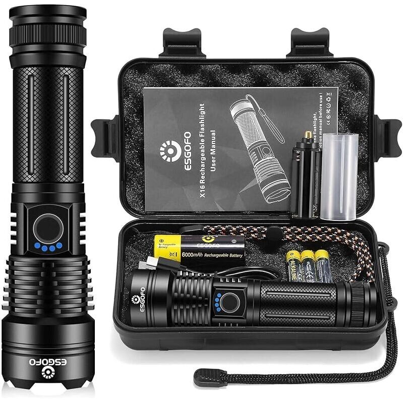 High Lumens 100000 Rechargeable Flashlight with Aluminum Alloy