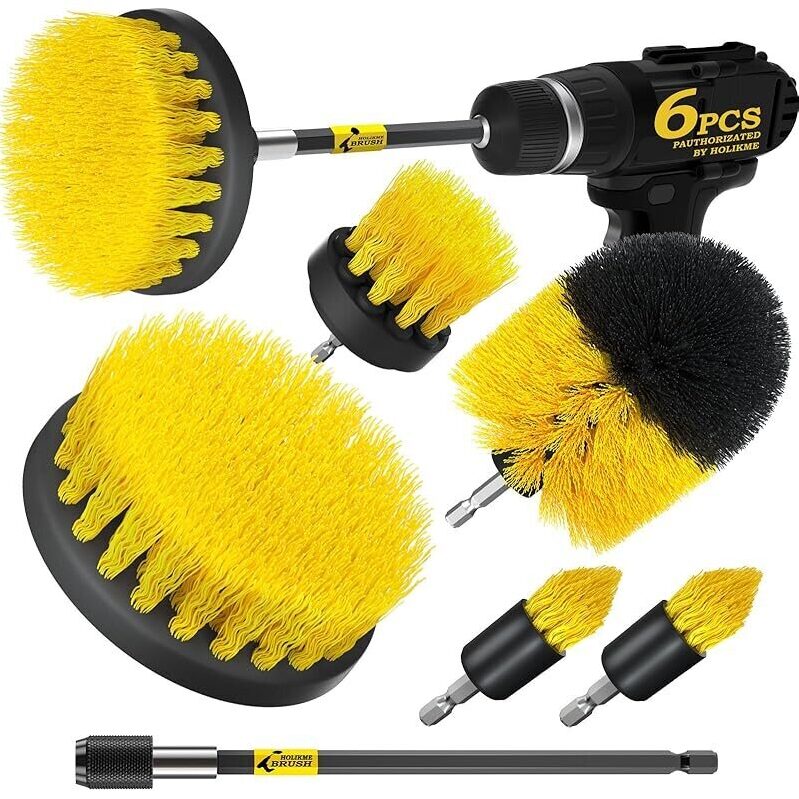 Holikme 6-Pack Drill Brush Scrubber Set - Extended Attachments for Efficient Cleaning
