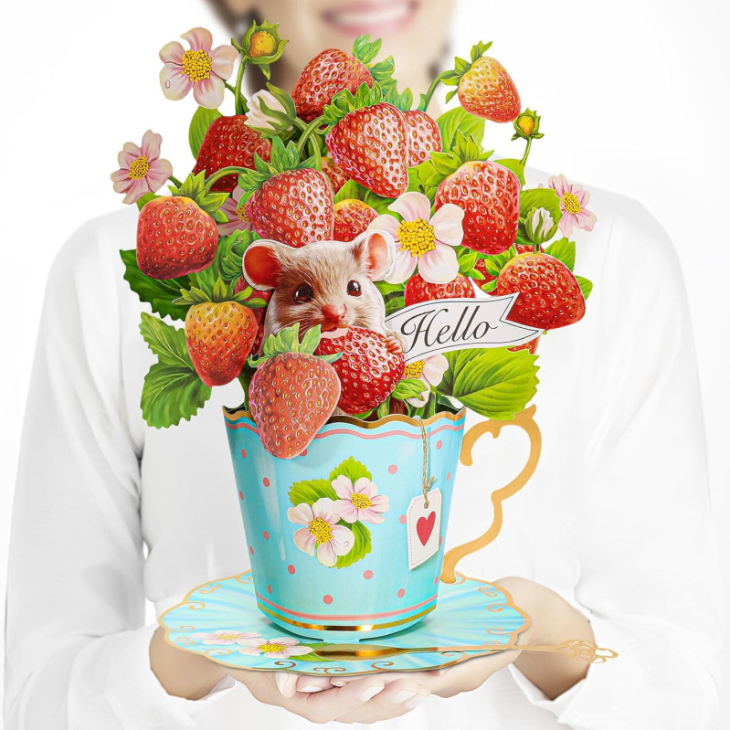 Stunning 3D Strawberry Flower Card with Free Prime Shipping