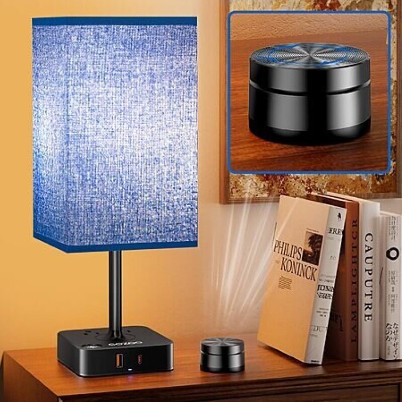 Touch Control Bedside Desk Lamp w/ Remote & Charging Station - $14.99