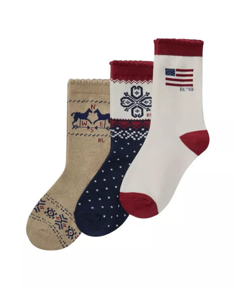 Affordable Holiday Socks for Girls by Polo Ralph Lauren - 3 Pairs