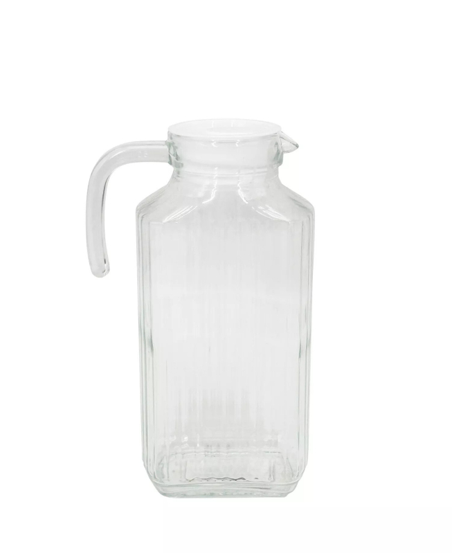 57.5oz Transparent Glass Water Pitcher with Handle - Ideal for Home and Office