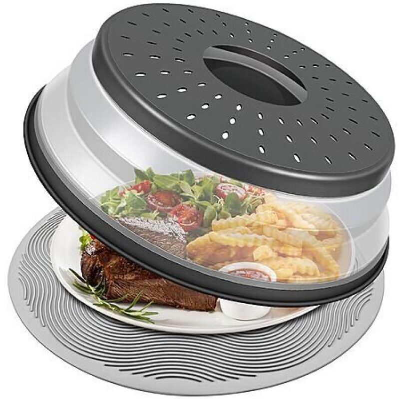 10 Inch Microwave Food Cover & Collapsible Silicone Mat - Affordable and Practical
