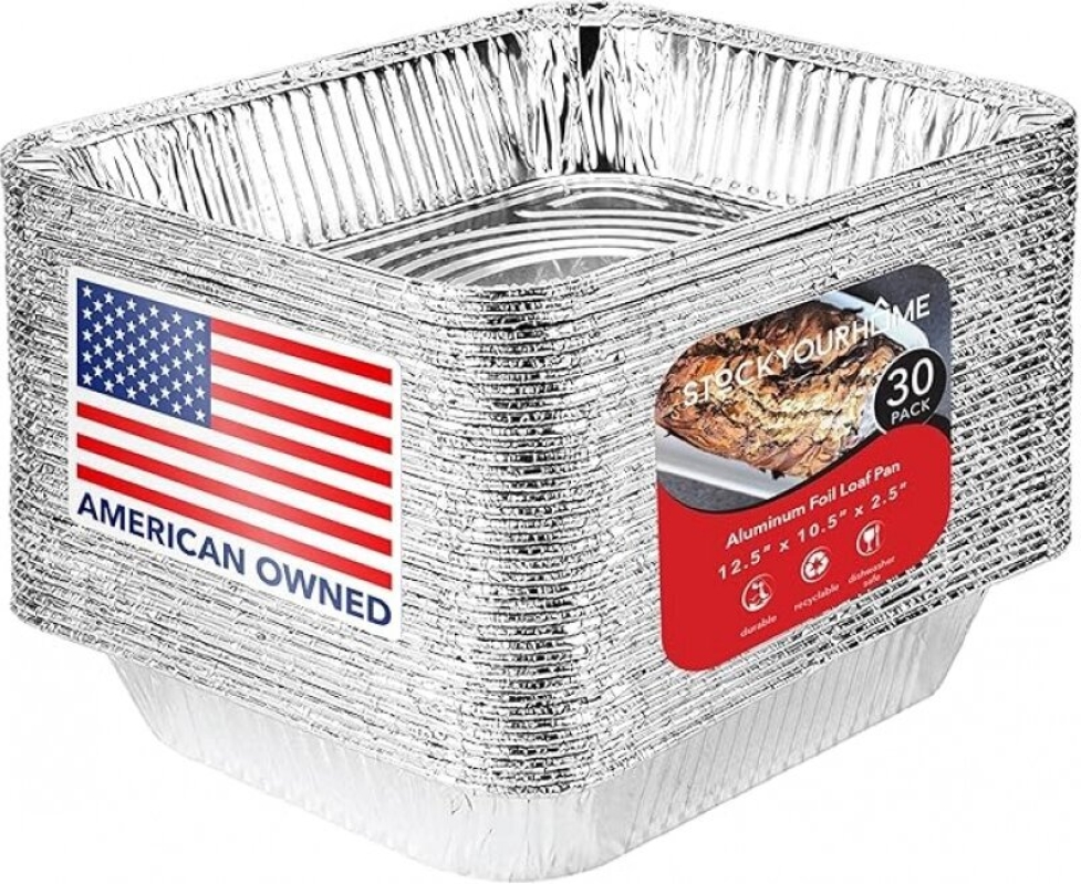 StockYourHome Aluminum 9x13 Inch Disposable Foil Pans - 30 Pack