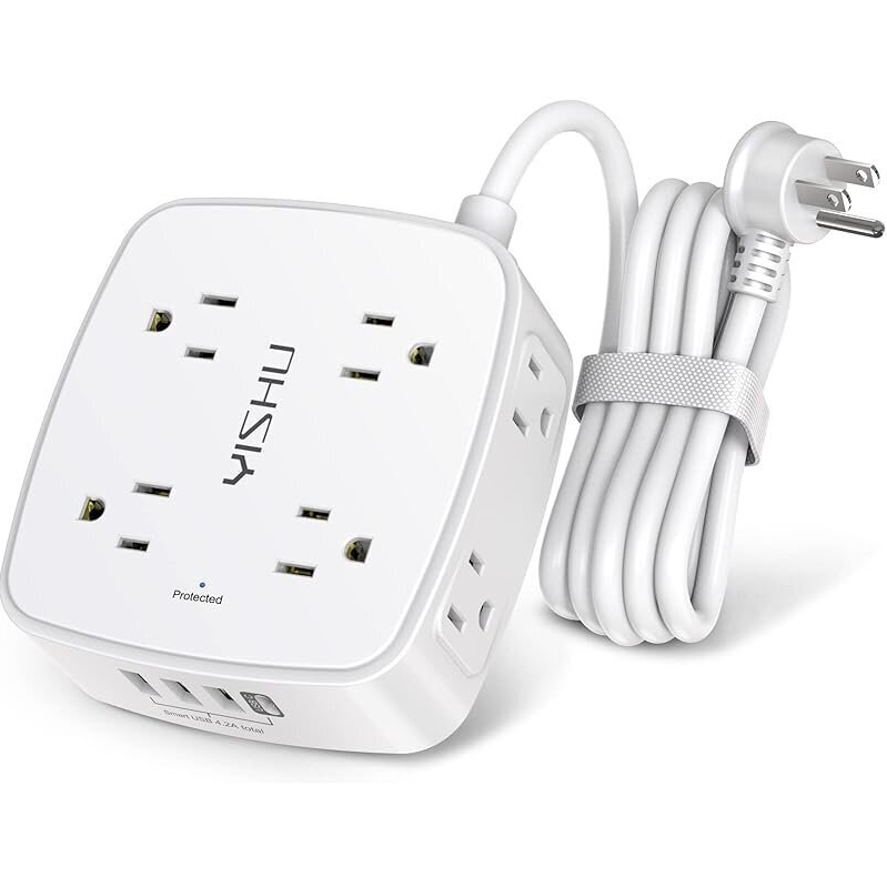 Yishu 6ft Surge Protector Power Strip with 4 USB Ports - Ultimate Power Management