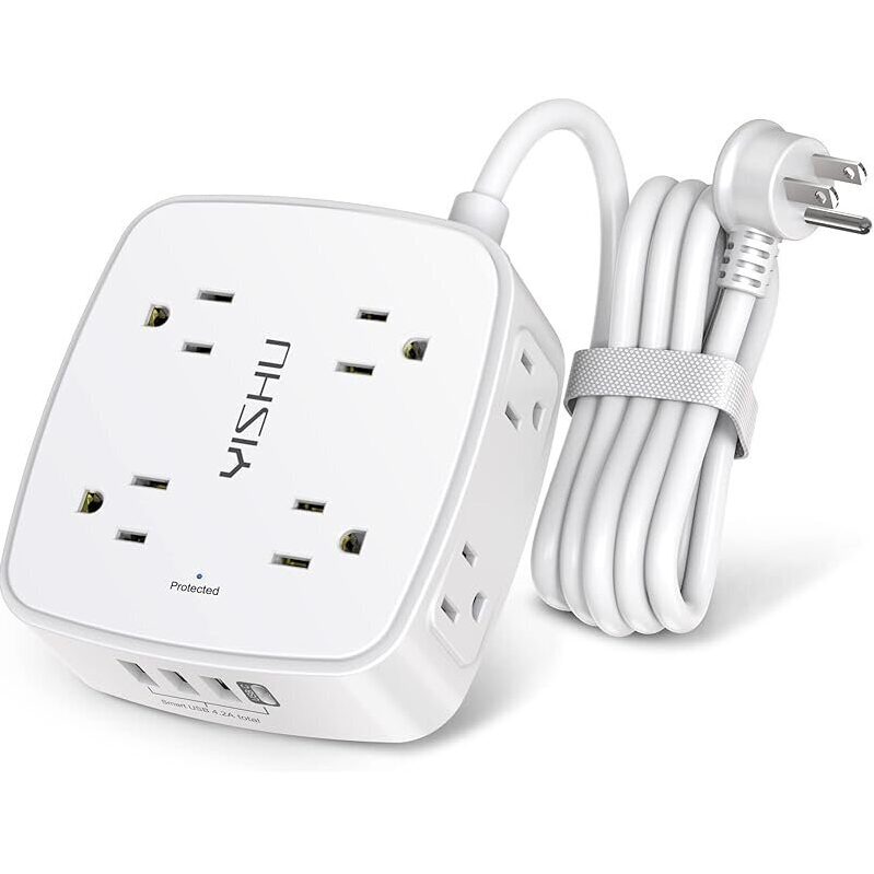 Yishu 6ft Surge Protector Power Strip with 4 USB Ports - Ultimate Power Management