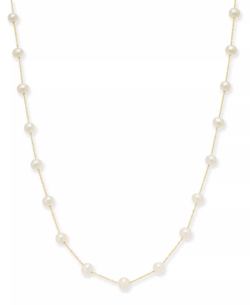 14K Gold Freshwater Pearl Necklace - 18 Inch, 3 Color Options