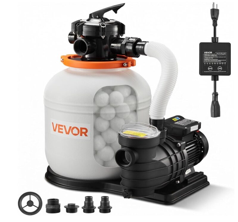 VEVOR FlashPure Sand Filter Pump for Pools - 14 Inch, 0.75HP, 3500 GPH