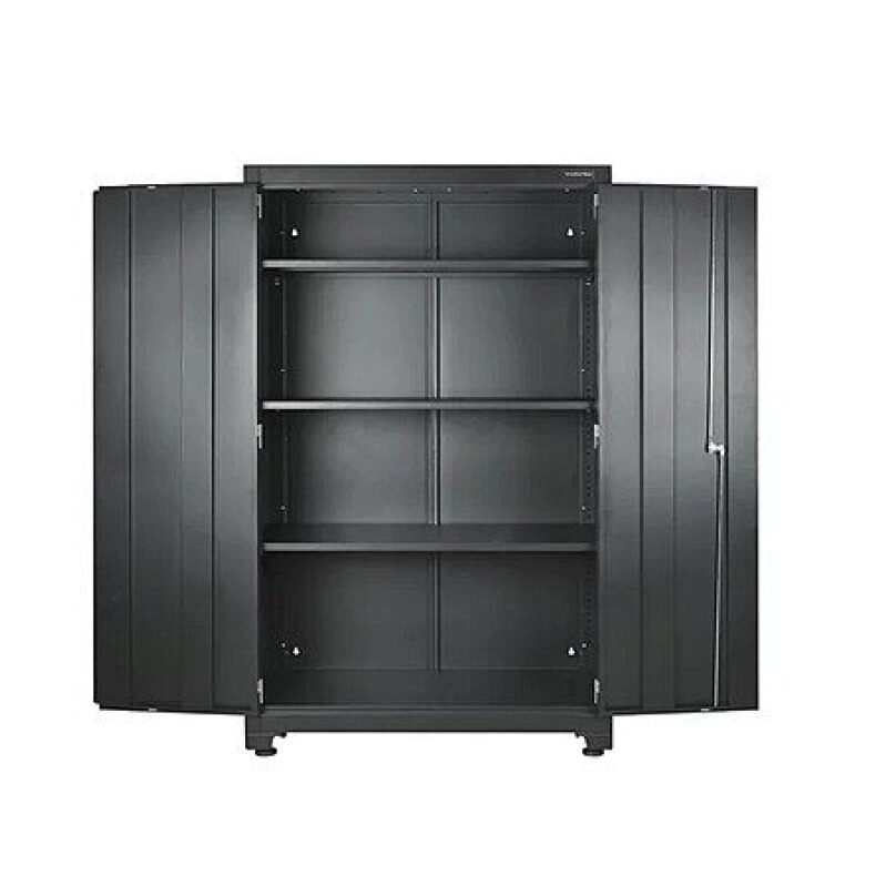 Heavy-Duty Garage Storage Cabinet with 3 Shelves - Black