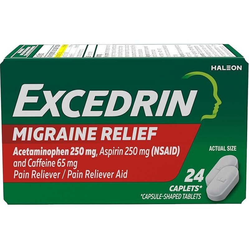 Excedrin Migraine Relief Caplets 250mg - Effective Migraine Pain Relief