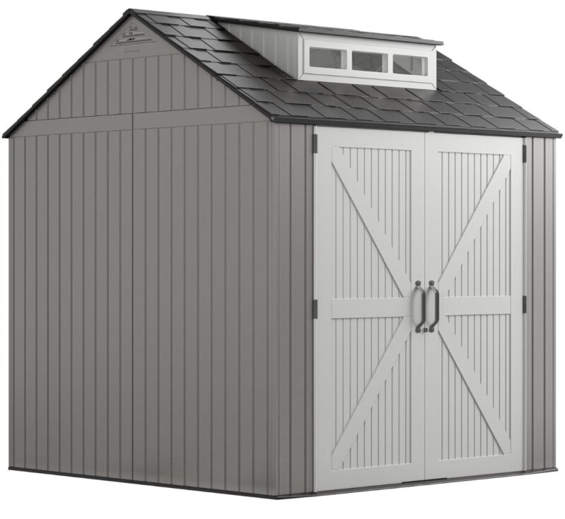 Outdoor Storage Shed 7x7 ft, Weatherproof Gray - Ideal for Backyard and Garden Tools