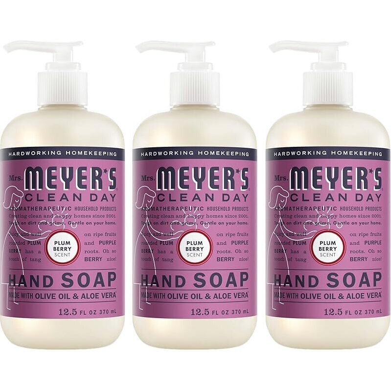 3pk Mrs. Meyers Clean Day Liquid Hand Soap Plum Berry 12.5oz - Eco-Friendly Hand Soap