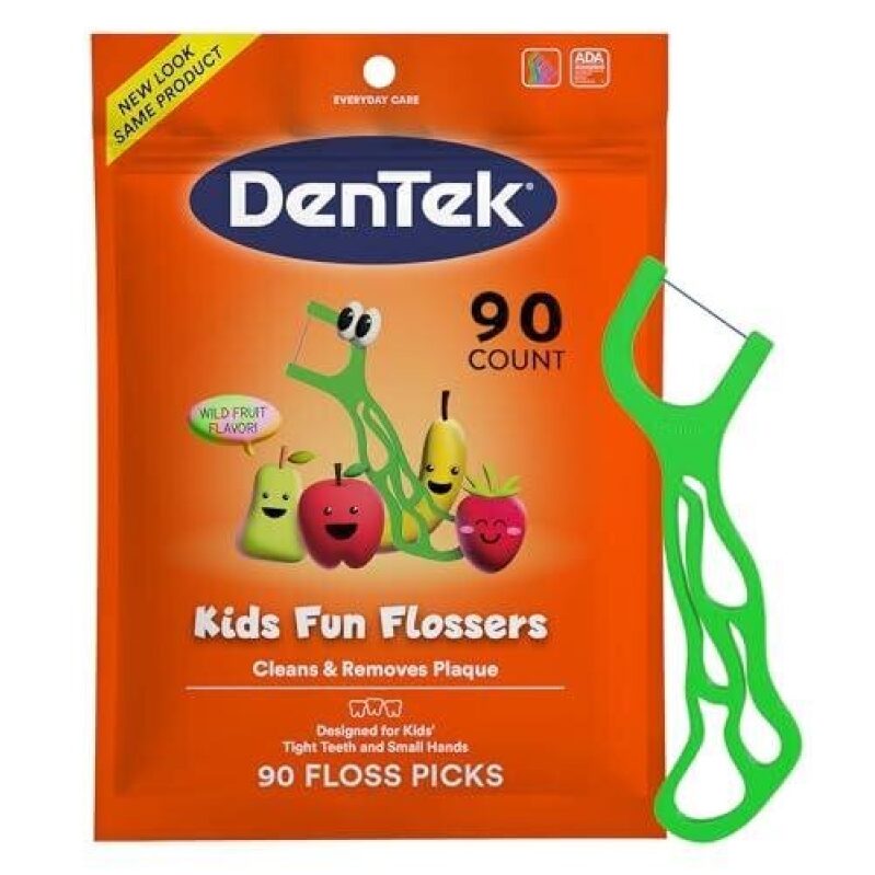 DenTek Kids Fun Flossers - 90 Count with Wild Fruit Flavor, 65% Off