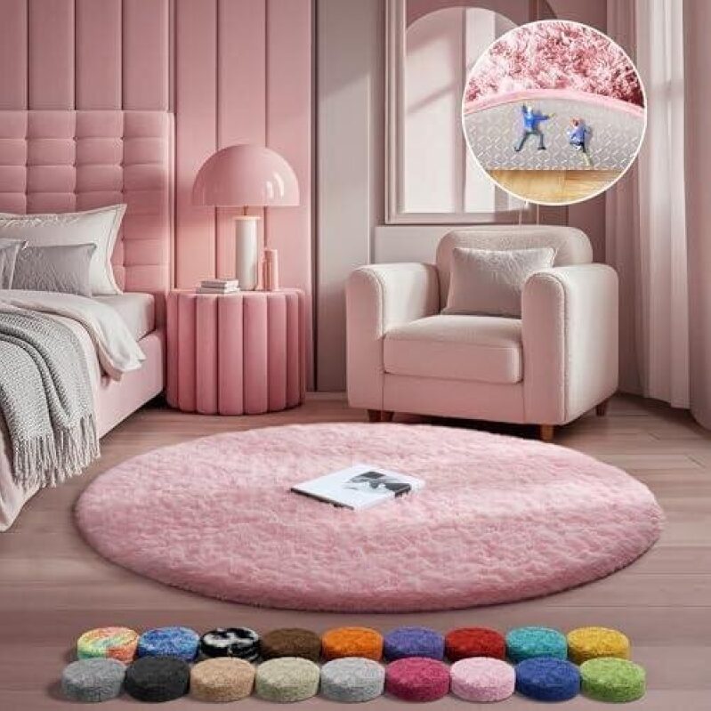 Pink Round Area Rug - 50% OFF - Perfect for Girl's Bedroom