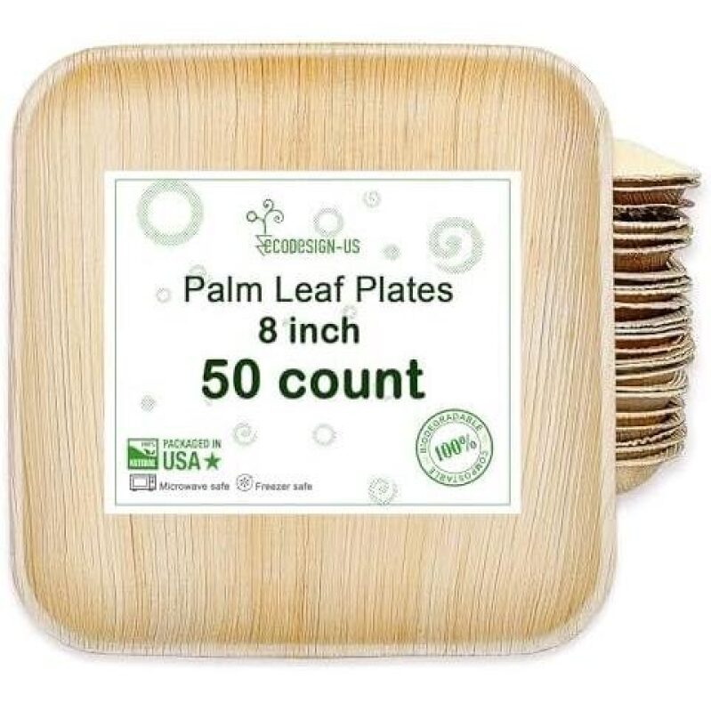 Eco-Friendly Palm Leaf Plates - 50 Count, 8 Inch, 47% Off