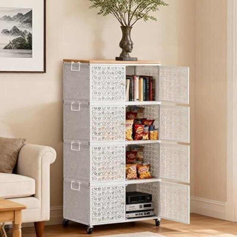228QT 4-Layer Metal Storage Cabinet with Wheels and Lids - 20% OFF