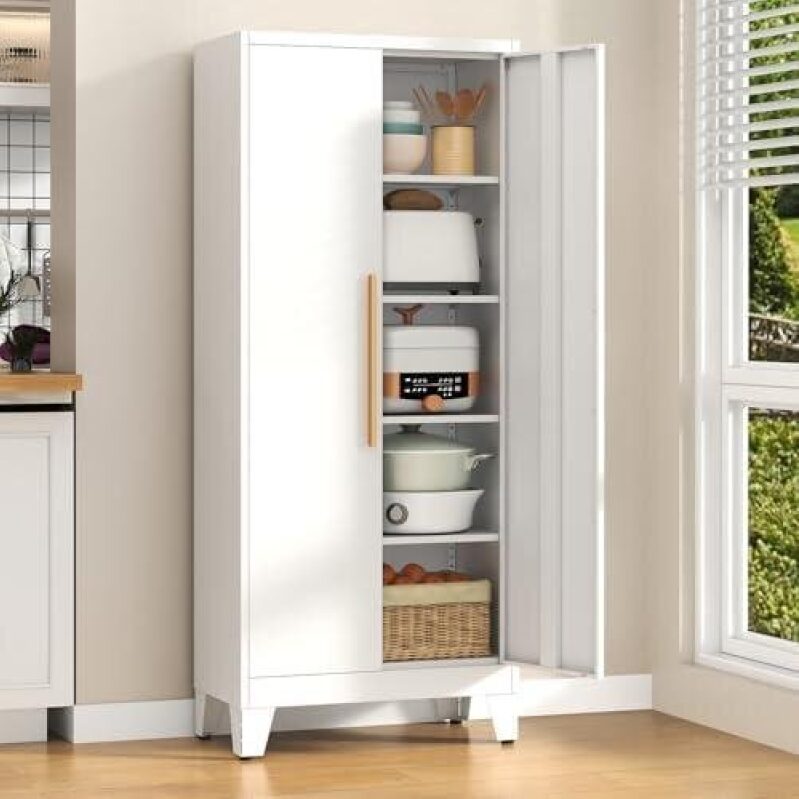 65.3-inch White Metal Storage Cabinet - 40% Off