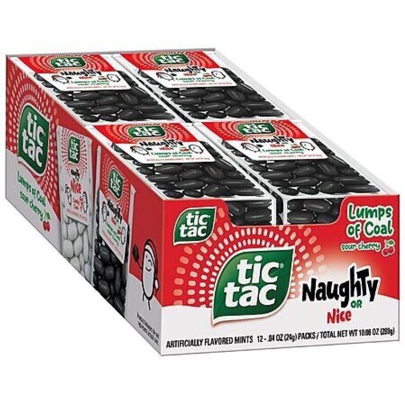 12-Pack Tic Tac Naughty or Nice Lumps of Coal Sour Cherry Mints, 0.84 oz Each